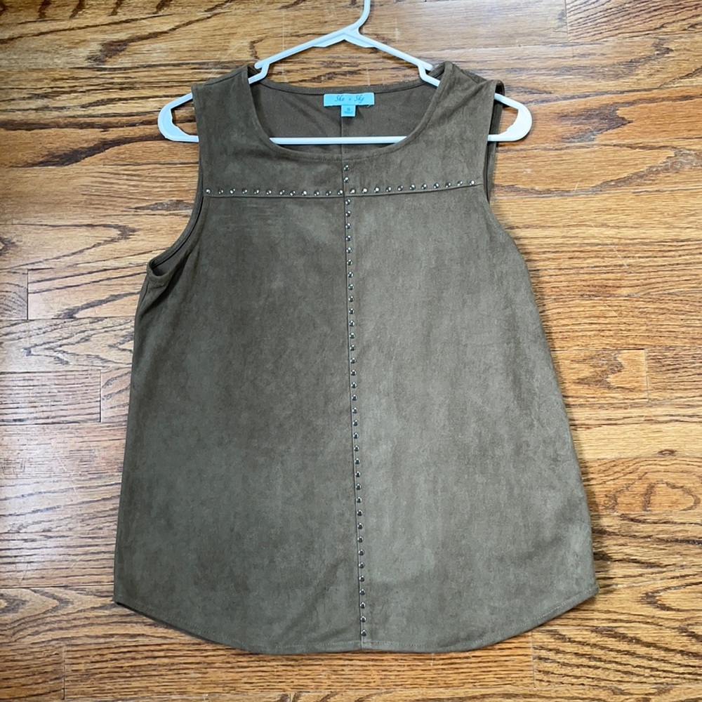 Suede studded tank